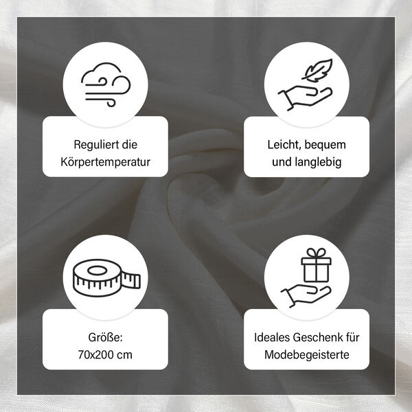 Schal aus Seide und Leinen, 70x200 cm, Naturweiß image number 5