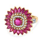 Afrikanischer Rubin (Fissure gef&uuml;llt) Ring, 925 Silber Gelbgold Vermeil, (Gr&ouml;&szlig;e 19.00) ca. 3.44 ct