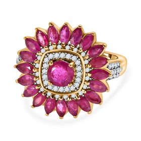 Afrikanischer Rubin (Fissure gefüllt) Ring, 925 Silber Gelbgold Vermeil, (Größe 19.00) ca. 3.44 ct