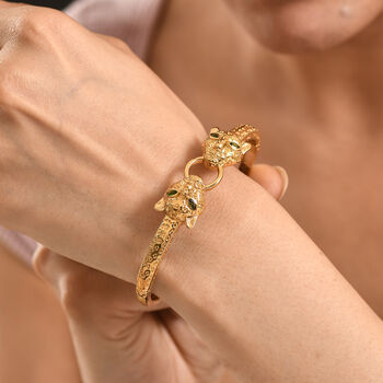 EVER TRUE Nat&uuml;rlicher Chromdiopsid Armreif ca. 19 cm Nickelfreies Messing ca. 0.36 ct