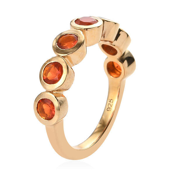 Purpurroter Feuer Opal 7 Stein Ring 925 Silber vergoldet  ca. 0,83 ct image number 5