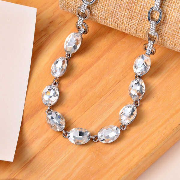 Wei&szlig;er Kristall Halskette ca. 50 cm image number 2