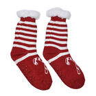 2er-Set - 2 Paar rutschfeste Haus Socken mit warmem Sherpa Futter, Einheitsgröße , Weihnachtsmotiv, Weiß und Rot  image number 1