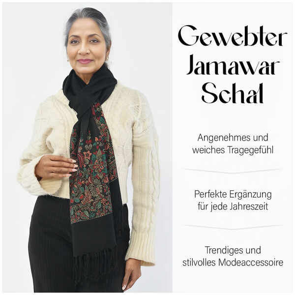 Jamawar Schal aus Viskose, schwarz image number 5