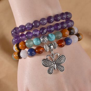 Mehrfarbig Edelsteine Schmuckset Reiner Edelstahl Schwarz oxidiert und Legierung Schwarz oxidiert ca. 540.00 ct