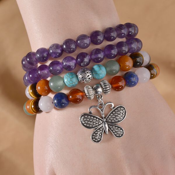 Mehrfarbig Edelsteine Schmuckset Reiner Edelstahl Schwarz oxidiert und Legierung Schwarz oxidiert ca. 540.00 ct image number 3