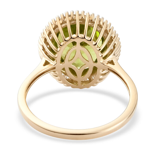 AAA natürlicher Peridot und Diamant Halo-Ring, 375 Gelbgold  ca. 5,29 ct image number 6