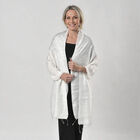 Eleganter Schal aus Seide und Leinen, 70x200 cm, Naturweiß