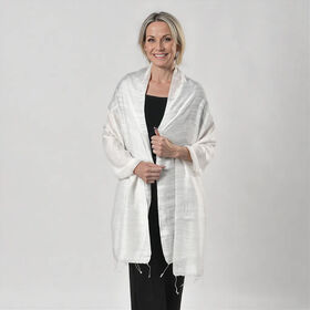 Eleganter Schal aus Seide und Leinen, 70x200 cm, Naturweiß