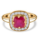 Afrikanischer Rubin und Zirkon Ring 925 Silber vergoldet  ca. 1,90 ct image number 0
