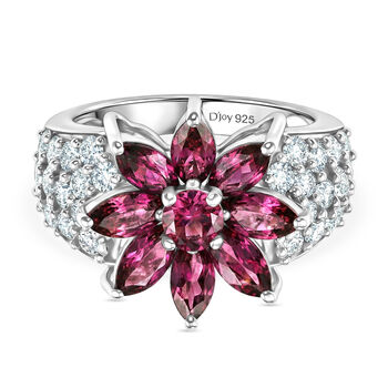 D'Joy AA Nat&uuml;rlicher Rhodolith Granat Ring 925 Silber rhodiniert (Gr&ouml;&szlig;e 18.00) ca. 4,28 ct