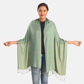 Gewebter Fransenschal in Fischgr&auml;ten Design, 180X50 cm, Gr&uuml;n