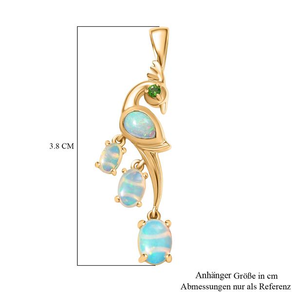 AA Natürlicher, äthiopischer Welo Opal Anhänger 925 Silber 750 Gelbgold Vermeil ca. 1.36 ct image number 6