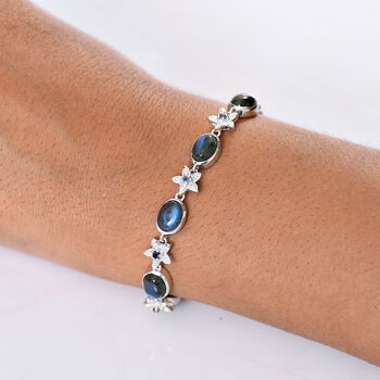 D'Joy AAA Labradorit, Iolit Armband ca. 19 cm 925 Silber rhodiniert ca. 7,15 ct.