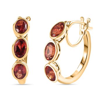 Lab Created Padparadscha-Saphir Ohrringe 925 Silber Gelbgold Vermeil ca. 3,85 ct.