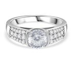 Schild Schliff GRA zertifiziert Moissanit (D-VVS) Ring 925 Silber rhodiniert (Größe 18.00) ca. 1.71 ct