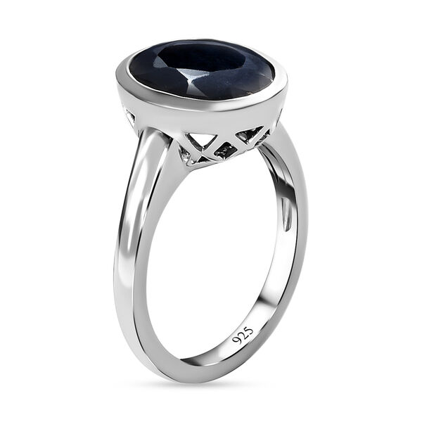 Schwarzer Saphir Ring, 925 Silber platiniert, ca. 5.84 ct image number 3