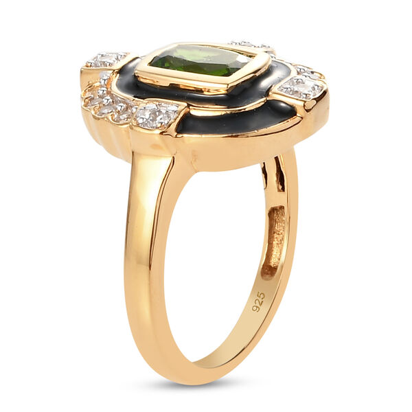 Nat&uuml;rlicher Chromdiopsid und Zirkon Ring 925 Silber vergoldet  ca. 1,23 ct image number 3