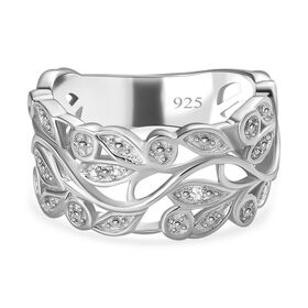 ALLORO platinierter Silberring mit Diamantakzenten