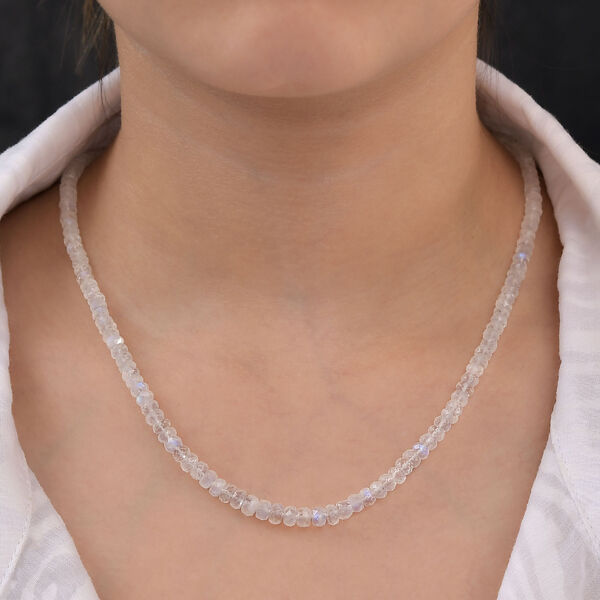 Premium Regenbogen Mondstein-Halskette, ca. 45 cm, 925 Silber vergoldet ca. 70.00 ct image number 3