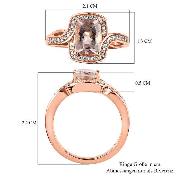 Morganit und wei&szlig;er Zirkon-Ring, 925 Silber Ros&eacute;gold Vermeil  ca. 1,58 ct image number 7