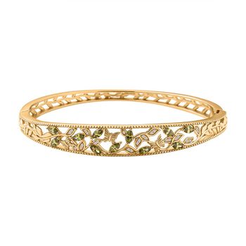 LUSTRO STELLA - Gr&uuml;ner Zirkonia, Wei&szlig;er Zirkonia Armreif ca. 19 cm Messing