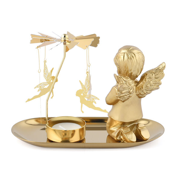 THE 5TH SEASON: Betender Schutzengel mit drehbarem Kerzenhalter und 10 Teelichtern, Gold image number 3