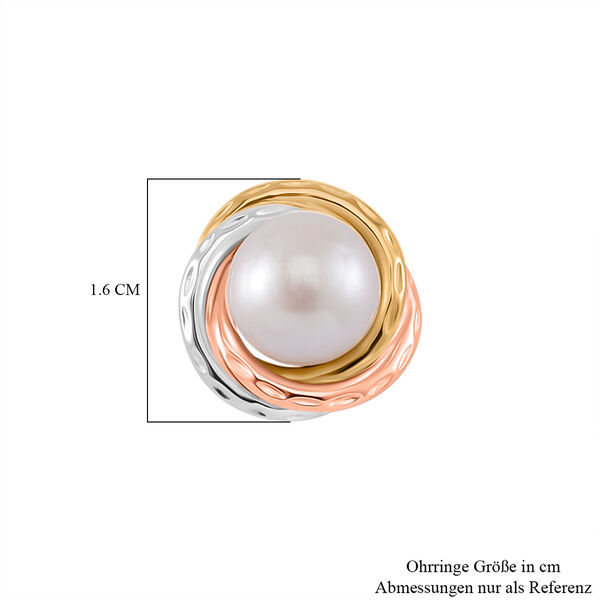 Weiße Edison Perle dreifarbige Ohrringe image number 6