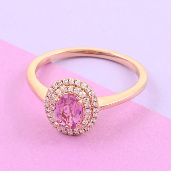 ILIANA AAA rosa Saphir und Diamant-Ring, SI G-H, 750 Ros&eacute;gold  ca. 1,25 ct image number 1