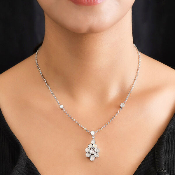 Handgearbeitete, nat&uuml;rliche Polki Diamant-Halskette, 45 cm - 1 ct. image number 1