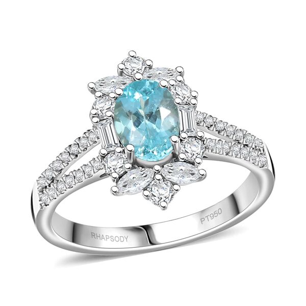 RHAPSODY zertifiziert und gepr&uuml;ft AAAA Paraiba Turmalin und VS-EF Diamant Ring in 950 Platin - 2,64 ct.