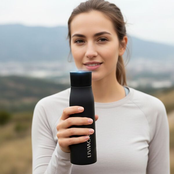 LIVMORE UVC-Flasche mit LED Anzeige, 500ml , 7x24,5cm, Schwarz image number 2