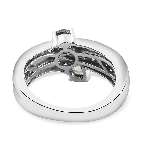 Natürlicher Parti-Saphir und weißer Zirkon-Ring, 925 Silber platiniert  ca. 1,26 ct image number 6
