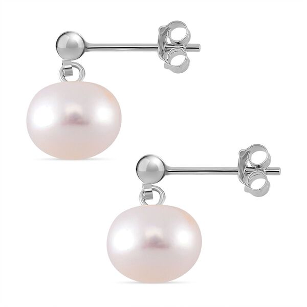 Weiße Muschelkernperle Ohrringe 925 Silber rhodiniert image number 4