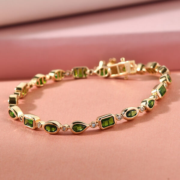 Nat&uuml;rliches Chromdiopsid und Zirkon-Armband, 20 cm - 6,10 ct. image number 2