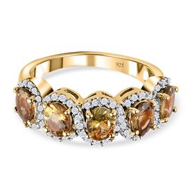 Natürlicher, goldener Tansanit und weißer Zirkon-Ring - 2,12 ct.
