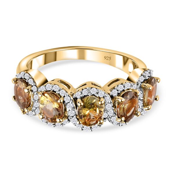 Natürlicher, goldener Tansanit und weißer Zirkon-Ring - 2,12 ct. image number 0