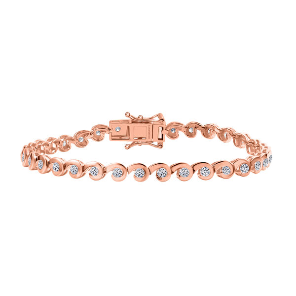 LUXURIANT DIAMOND- SI Labor Diamant 19cm Armband, 925 Silber 750 Ros&eacute;gold Vermeil - 2,51 ct.