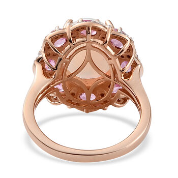 Nat&uuml;rlicher &Auml;thiopischer Opal und Fissure gef&uuml;llt Rosa Saphir Ring 925 Silber Rosegold Vermeil
