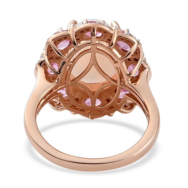 Nat&uuml;rlicher &Auml;thiopischer Opal und Fissure gef&uuml;llt Rosa Saphir Ring 925 Silber Rosegold Vermeil image number 5