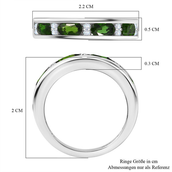 Nat&uuml;rlicher Chromdiopsid, Wei&szlig;er Zirkon Ring 925 Silber rhodiniert (Gr&ouml;&szlig;e 20.00) ca. 1,19 ct image number 7