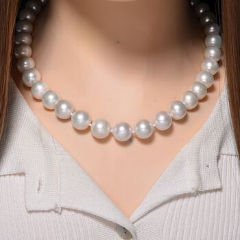 Premium Wei&szlig;e Edison Perle Halskette ca. 50 cm 925 Silber rhodiniert