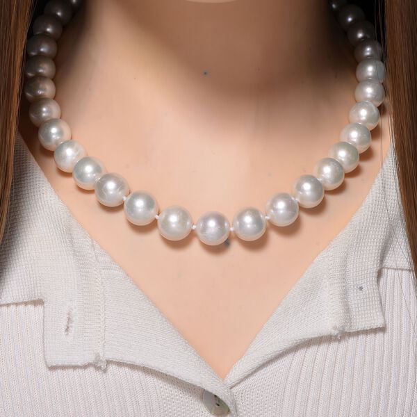 Premium Weiße Edison Perle Halskette ca. 50 cm 925 Silber rhodiniert image number 2