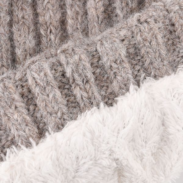 Rippstrick-Mütze mit Teddyfutter, Einheitsgröße, Beige image number 5