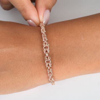 Handgefertigte Verlaufs K&ouml;nigskette Armband ca. 19 cm, 925 Silber 750 Ros&eacute;gold Vermeil ca. 9,51g