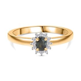 D’joy Alexandrit, Moissanit Ring 925 Silber 750 Gelbgold Vermeil (Größe 18.00) ca. 0,27 ct
