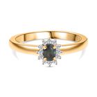 D’joy Alexandrit, Moissanit Ring 925 Silber 750 Gelbgold Vermeil (Größe 18.00) ca. 0,27 ct