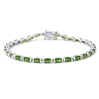 Russischer Diopsid Armband ca. 19 cm 925 Silber platiniert ca. 7.25 ct