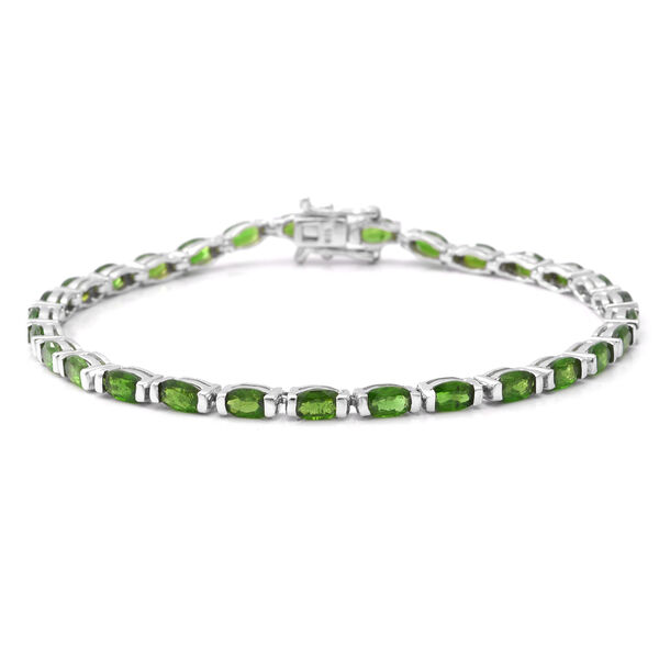 Russischer Diopsid Armband ca. 19 cm 925 Silber platiniert ca. 7.25 ct