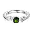 Natürlicher Chromdiopsid, Weißer Zirkon Ring 925 Silber rhodiniert (Größe 19.00) ca. 0,69 ct